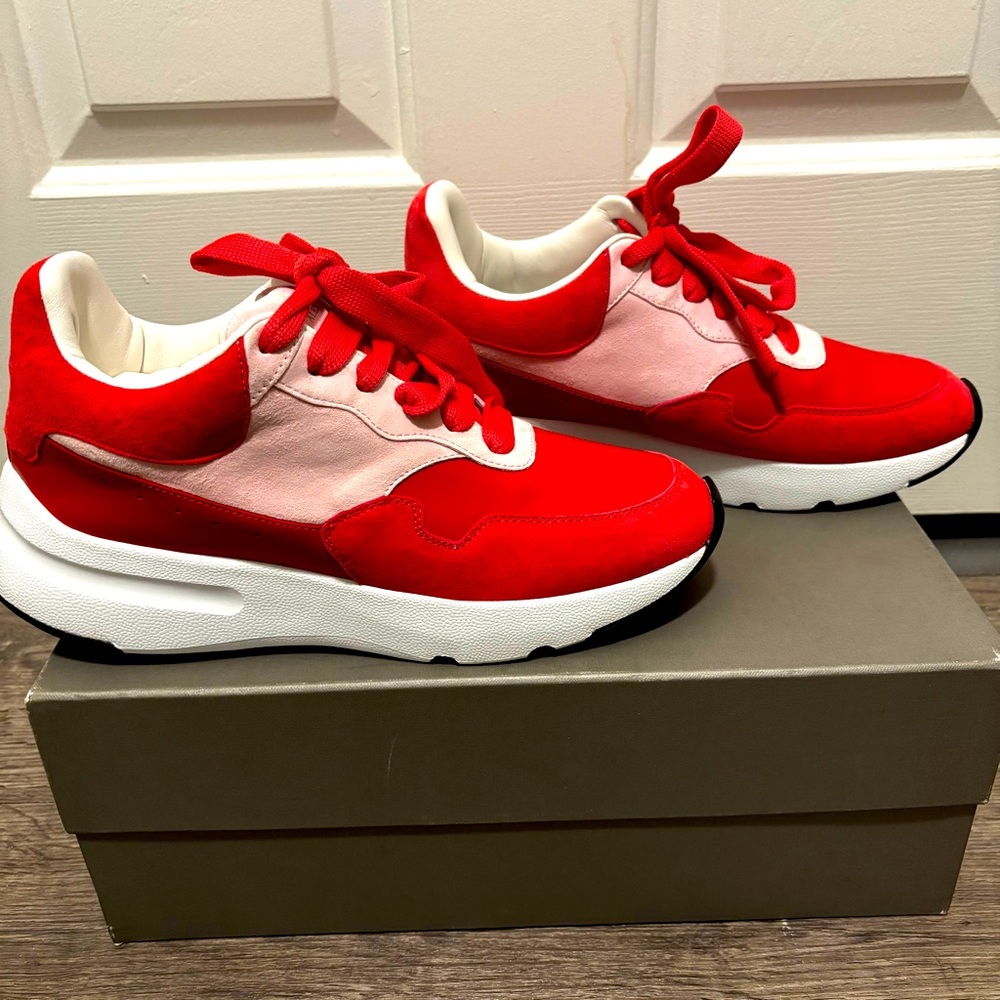 Alexander McQueen Red and Pink Sneakers Sz 39+